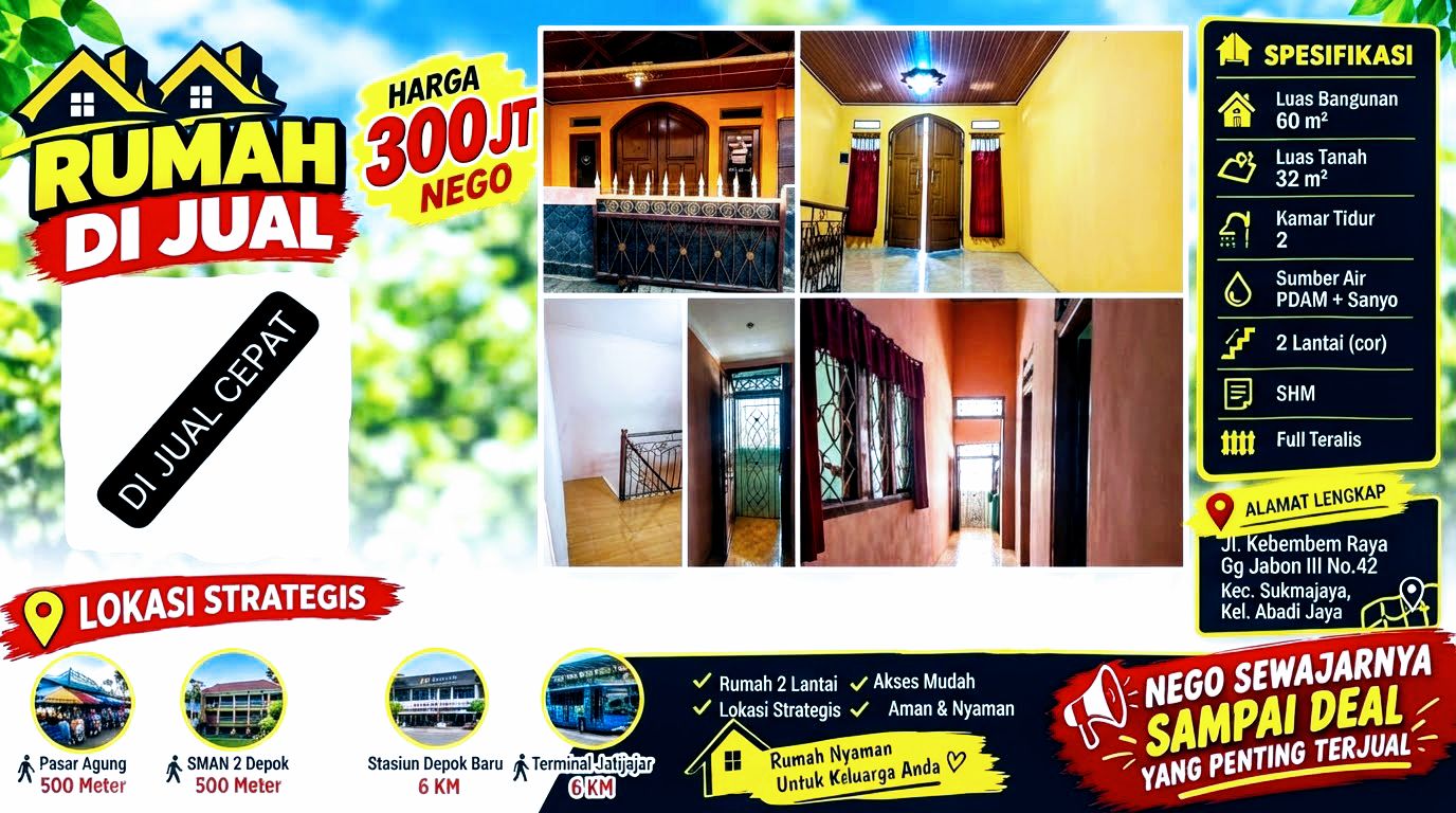 Rumah Dijual di Sukmajaya Depok