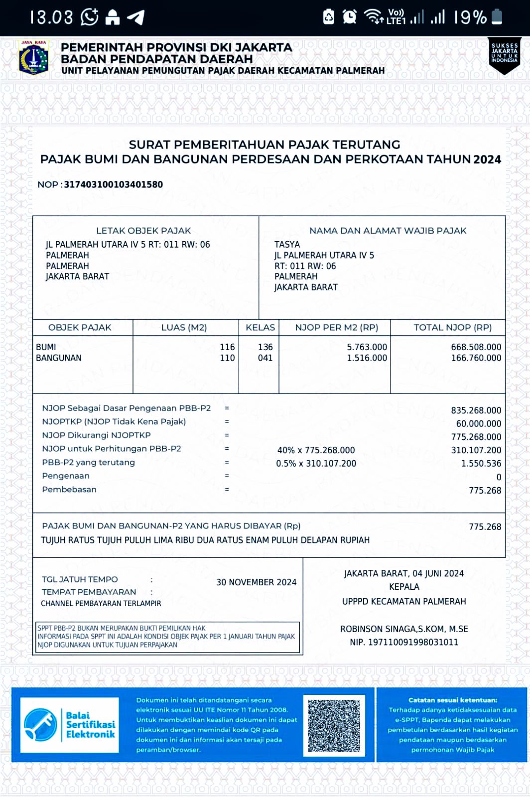 Rumah dijual di Palmerah